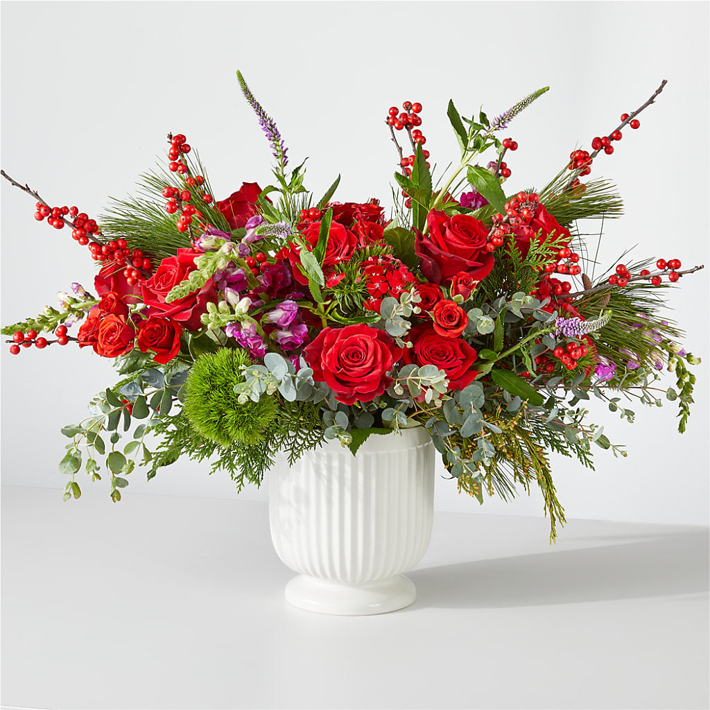Big Red Bow Bouquet – Hirzel Brothers Greenhouse, Toledo OH