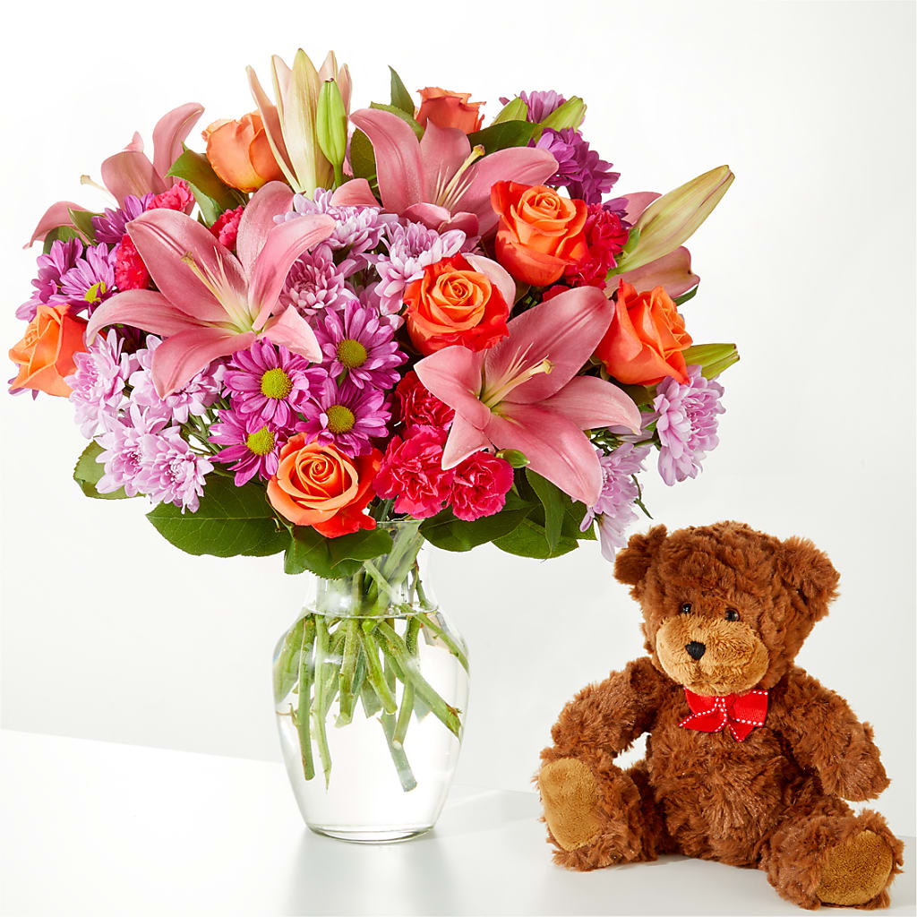One and Only Bouquet and Bear Bundle – Hirzel Brothers Greenhouse, Toledo OH