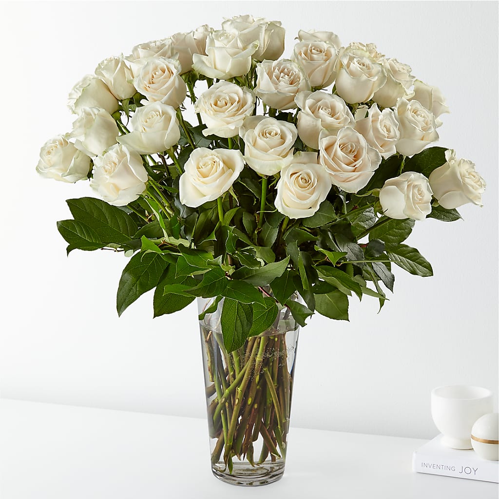 Long Stem White Rose Bouquet – Hirzel Brothers Greenhouse, Toledo OH