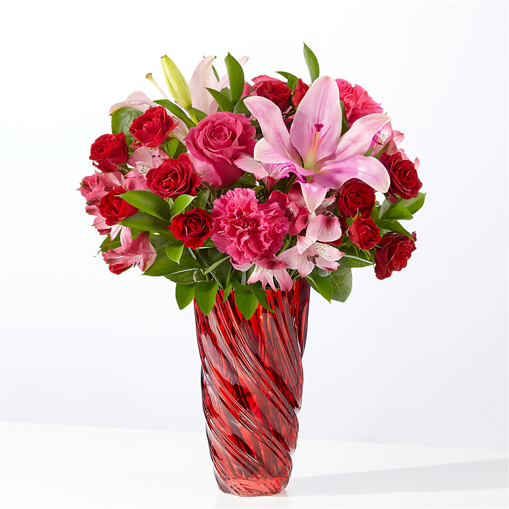 In Love Bouquet with Luxe Swirl Vase – Hirzel Brothers Greenhouse, Toledo OH