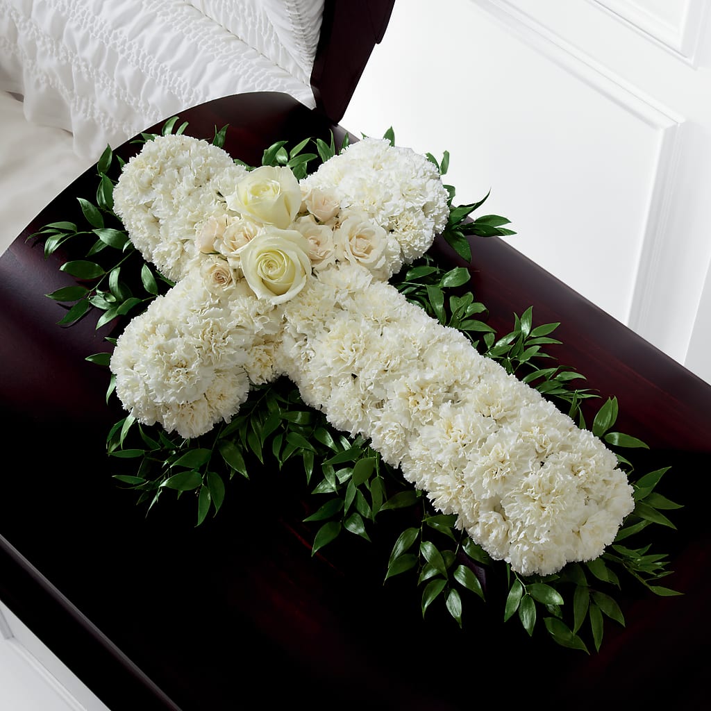 Peaceful Memories Casket Spray (Standard) – Hirzel Brothers Greenhouse, Toledo OH