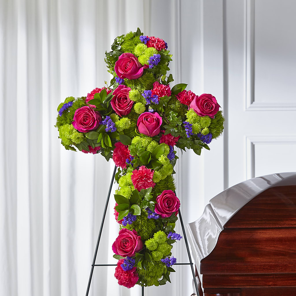 Tribute Rose Floral Cross – Hirzel Brothers Greenhouse, Toledo OH
