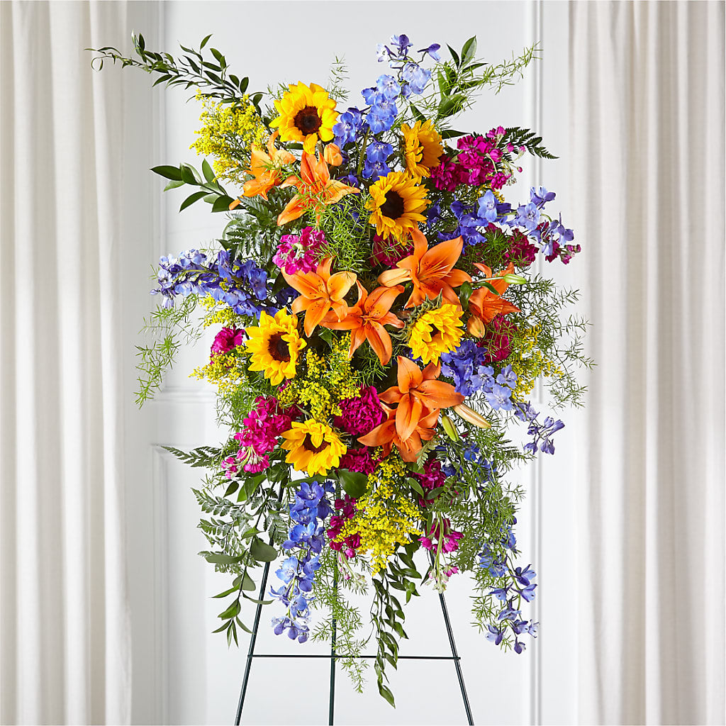Sunlit Memories Standing Spray (Standard) – Hirzel Brothers Greenhouse, Toledo OH
