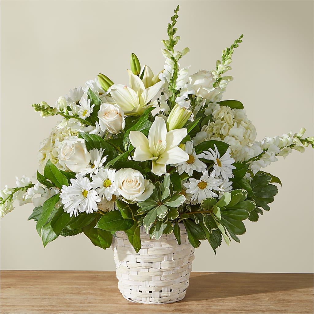 Ivory Elegance Floral Basket – Hirzel Brothers Greenhouse, Toledo OH