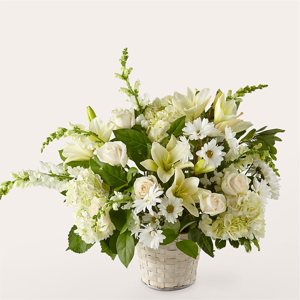 Ivory Elegance Floral Basket – Hirzel Brothers Greenhouse, Toledo OH