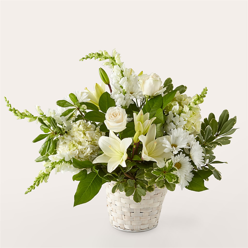 Ivory Elegance Floral Basket – Hirzel Brothers Greenhouse, Toledo OH