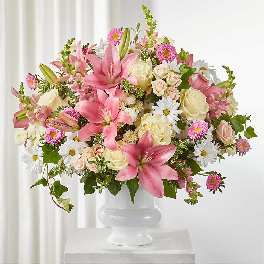 Empathetic Blooms Urn Arrangement – Hirzel Brothers Greenhouse, Toledo OH