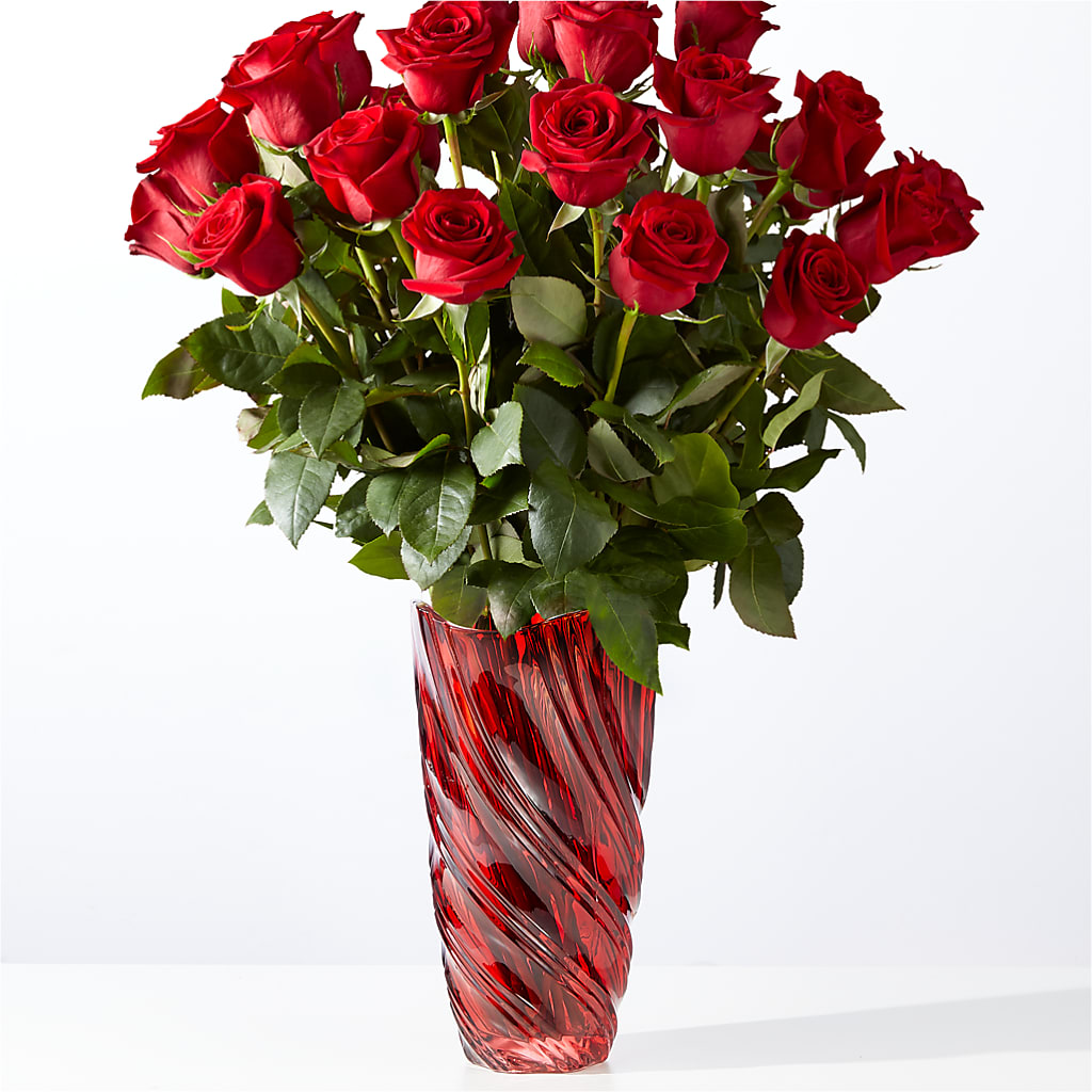 Classic Love Red Rose Bouquet with Luxe Swirl Vase – Hirzel Brothers Greenhouse, Toledo OH