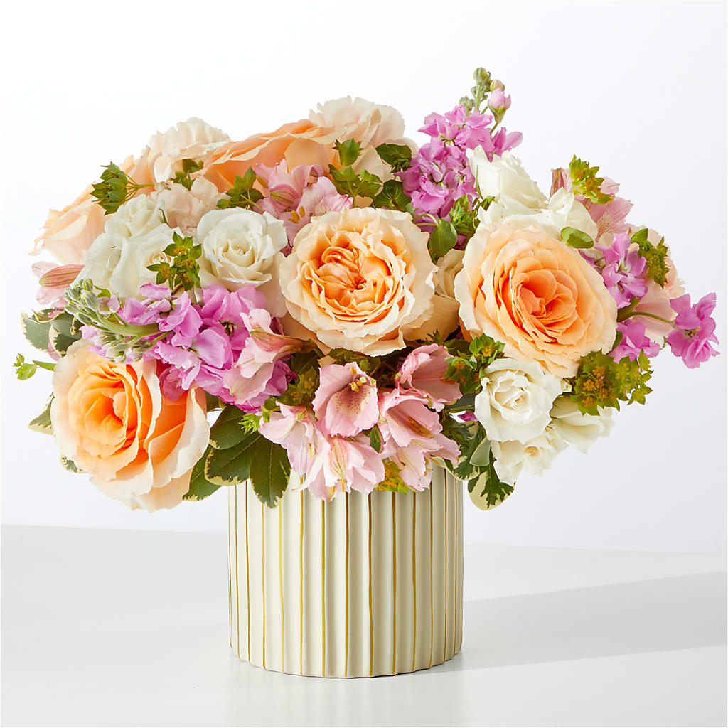 Paradise Bouquet with Ivory Vase – Hirzel Brothers Greenhouse, Toledo OH