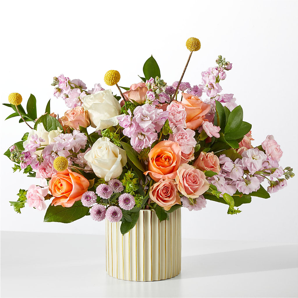 French Market Bouquet with Ivory Vase – Hirzel Brothers Greenhouse, Toledo OH