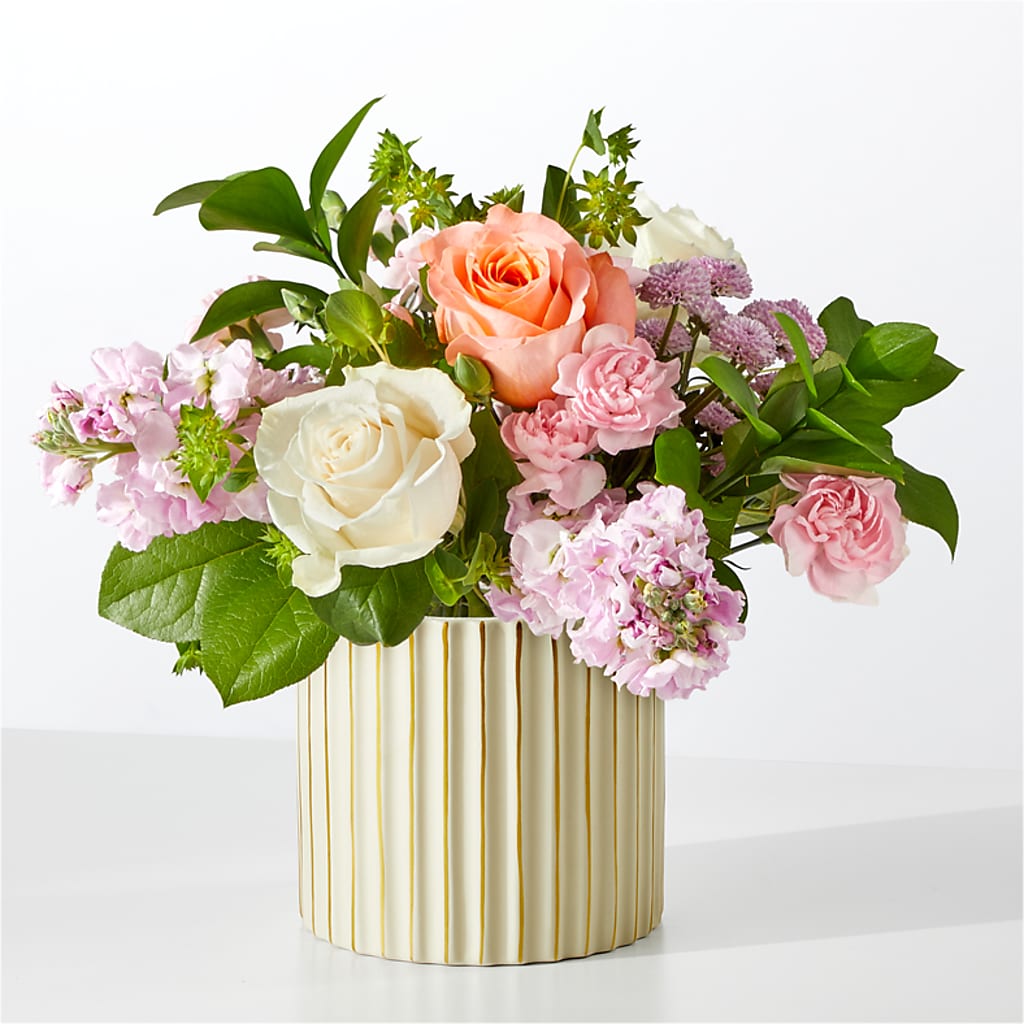 French Market Bouquet with Ivory Vase – Hirzel Brothers Greenhouse, Toledo OH