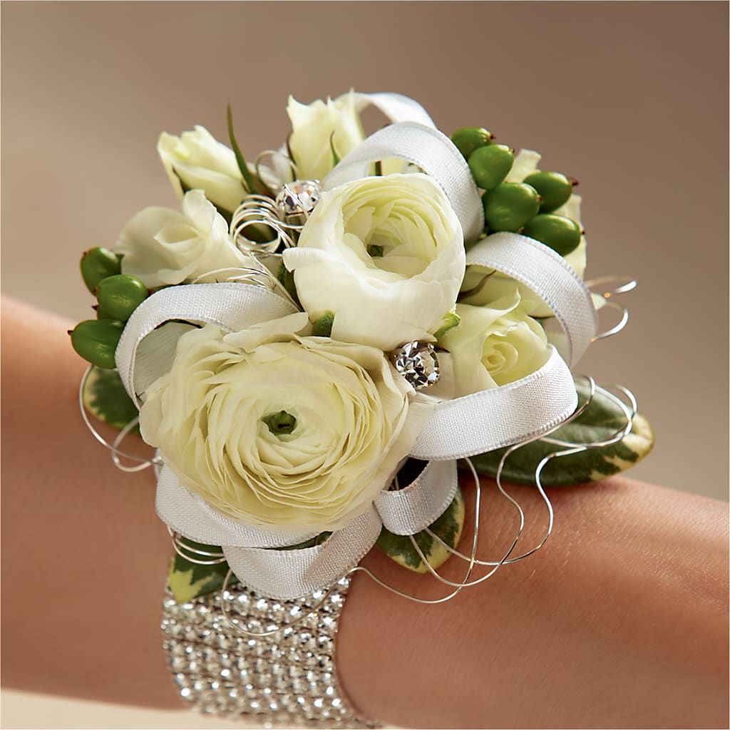 White Wedding Corsage – Hirzel Brothers Greenhouse, Toledo OH
