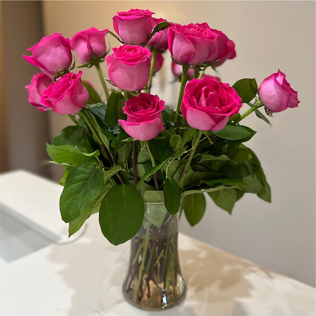Long Stem Pink Rose Bouquet –  Hirzel Brothers Greenhouse, Toledo OH
