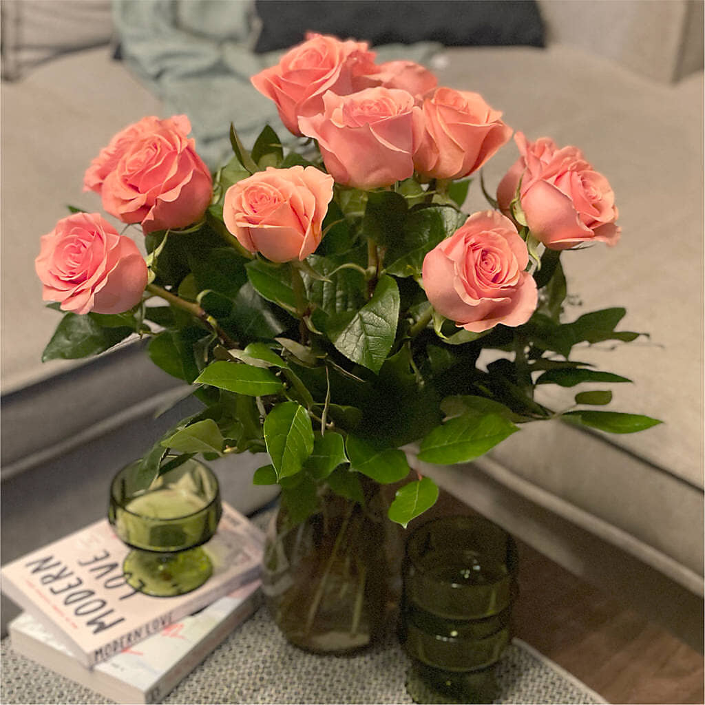 Long Stem Pink Rose Bouquet –  Hirzel Brothers Greenhouse, Toledo OH