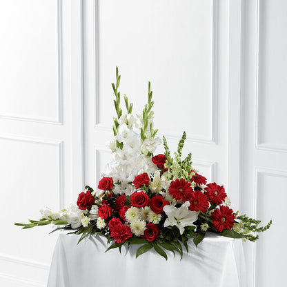 Crimson & White Arrangement –  Hirzel Brothers Greenhouse, Toledo OH
