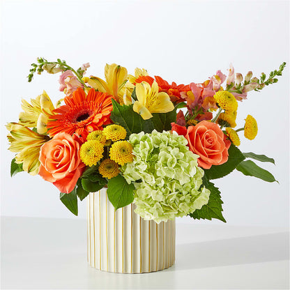 Autumn Sunshine Bouquet with Ivory Vase –  Hirzel Brothers Greenhouse, Toledo OH