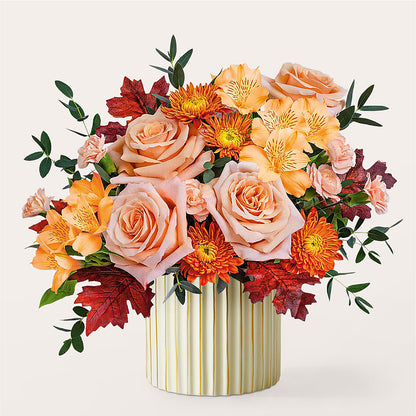 Spiced Latte Bouquet with Ivory Vase –  Hirzel Brothers Greenhouse, Toledo OH