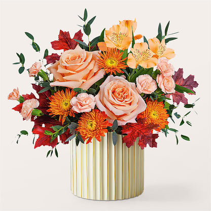 Spiced Latte Bouquet with Ivory Vase –  Hirzel Brothers Greenhouse, Toledo OH