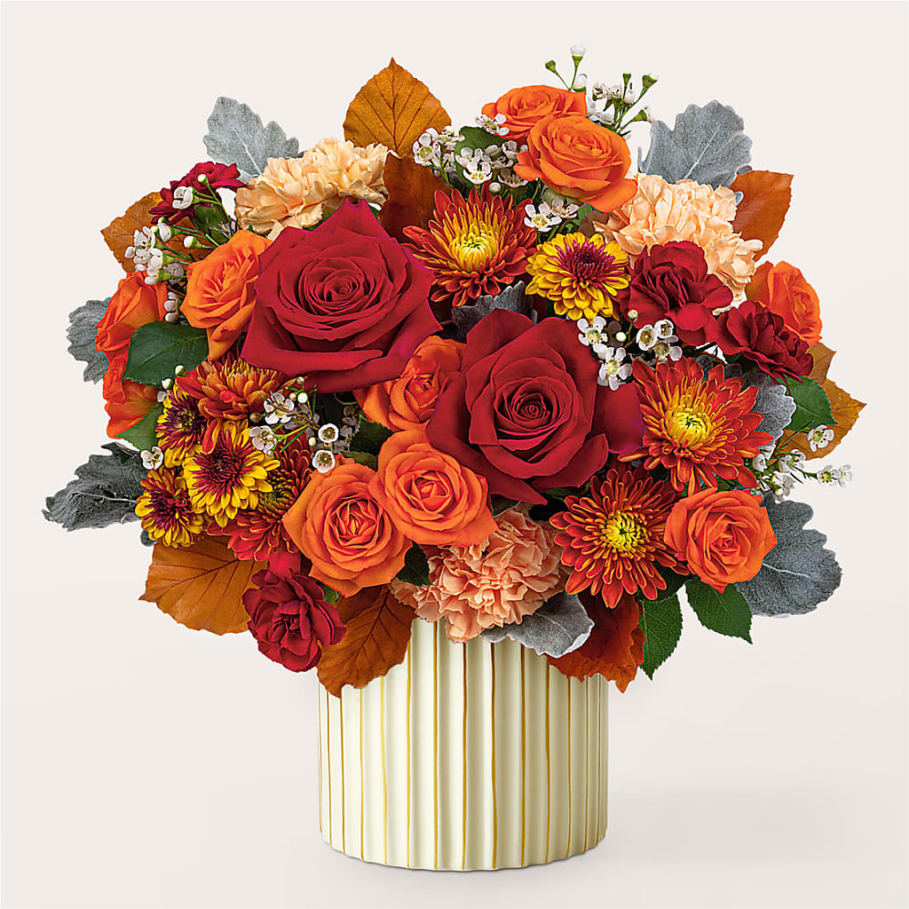 Merlot Bouquet with Ivory Vase –  Hirzel Brothers Greenhouse, Toledo OH