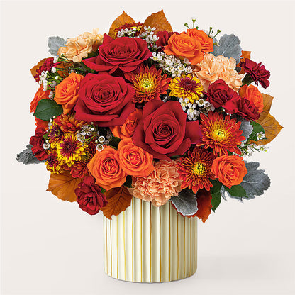 Merlot Bouquet with Ivory Vase –  Hirzel Brothers Greenhouse, Toledo OH