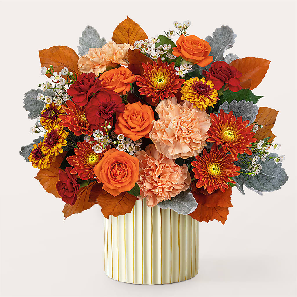 Merlot Bouquet with Ivory Vase –  Hirzel Brothers Greenhouse, Toledo OH
