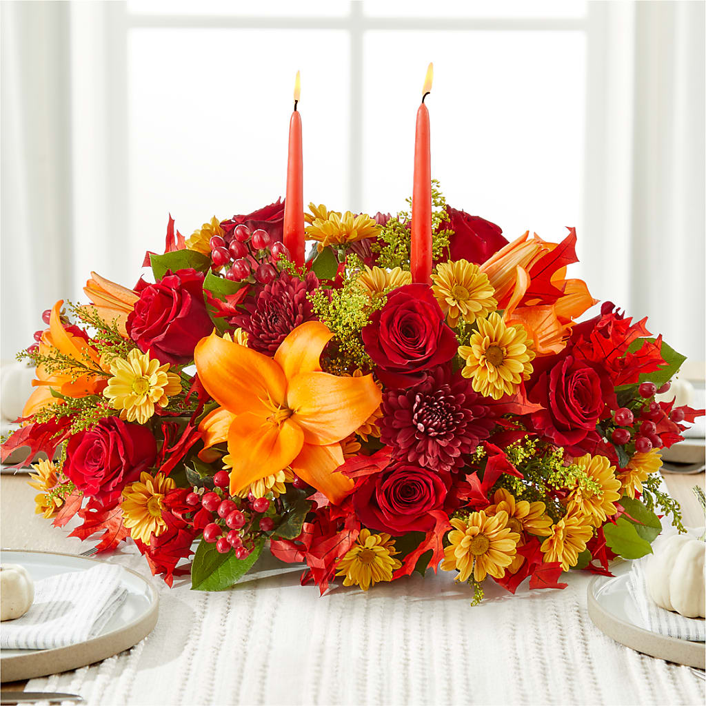 Autumn's Embrace Centerpiece –  Hirzel Brothers Greenhouse, Toledo OH