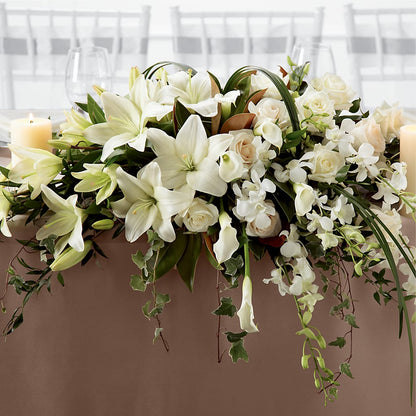 White Linen Arrangement –  Hirzel Brothers Greenhouse, Toledo OH